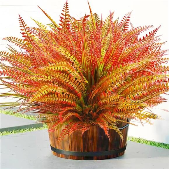 22-Piece Artificial Outdoor Plants Set: UV-Resistant Fake Ferns & Fall Flowers - Picture 5 of 8